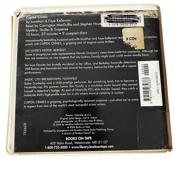 Capital Crimes‎ by Jonathan & Faye Kellerman 9 CD Audiobook 10 Hrs Prior Library - Picture 4 of 4